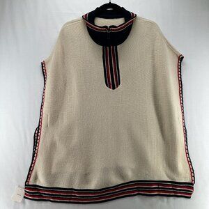 Urban Outfitters Sweater Womens OS Caftan Poncho 1/4 Zip Mock Pullover Ivory